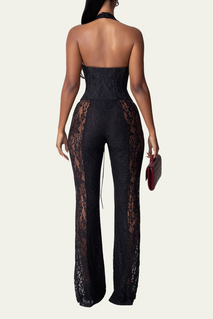 Colette Plunge Lace Cutout Jumpsuit – Luxeles