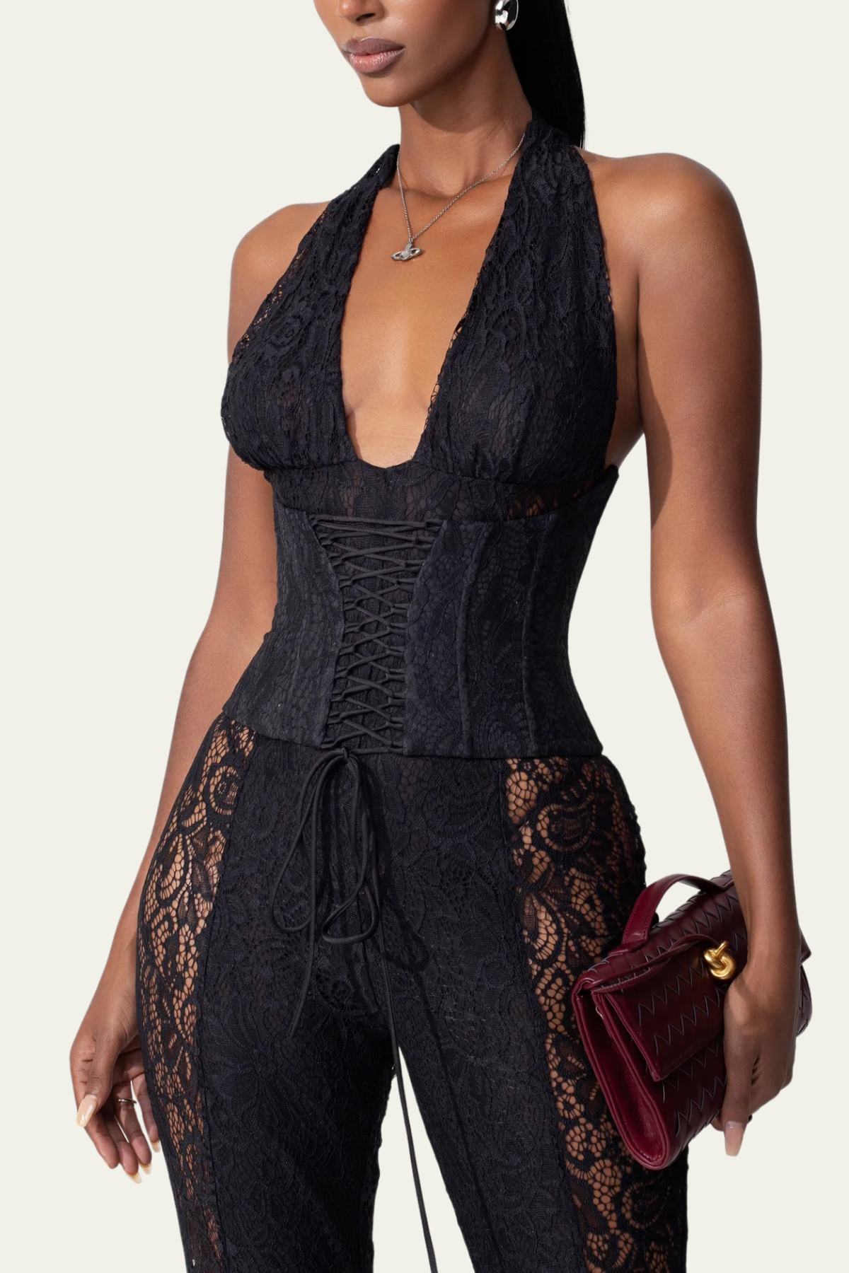 Colette Plunge Lace Cutout Jumpsuit – Luxeles