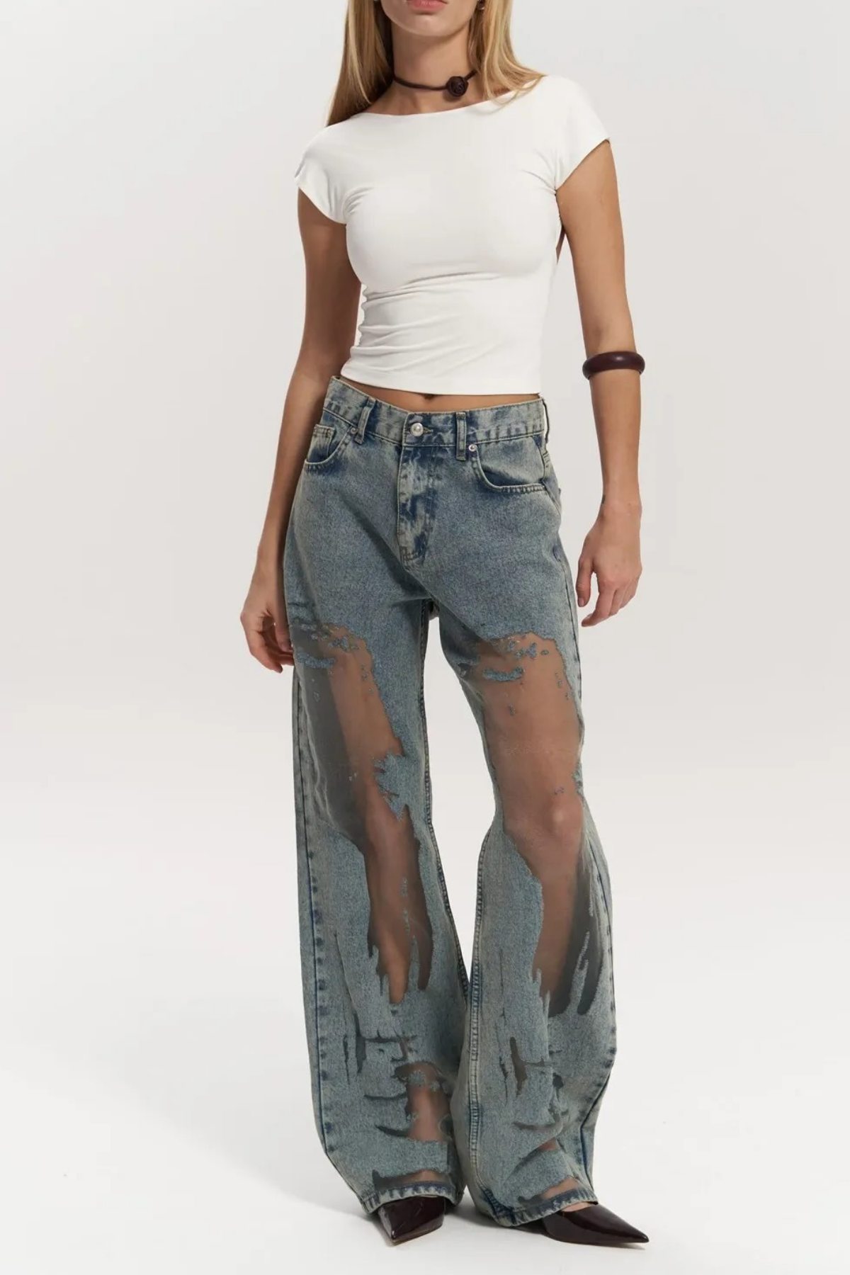 Daniela Deconstruct Mesh Jeans