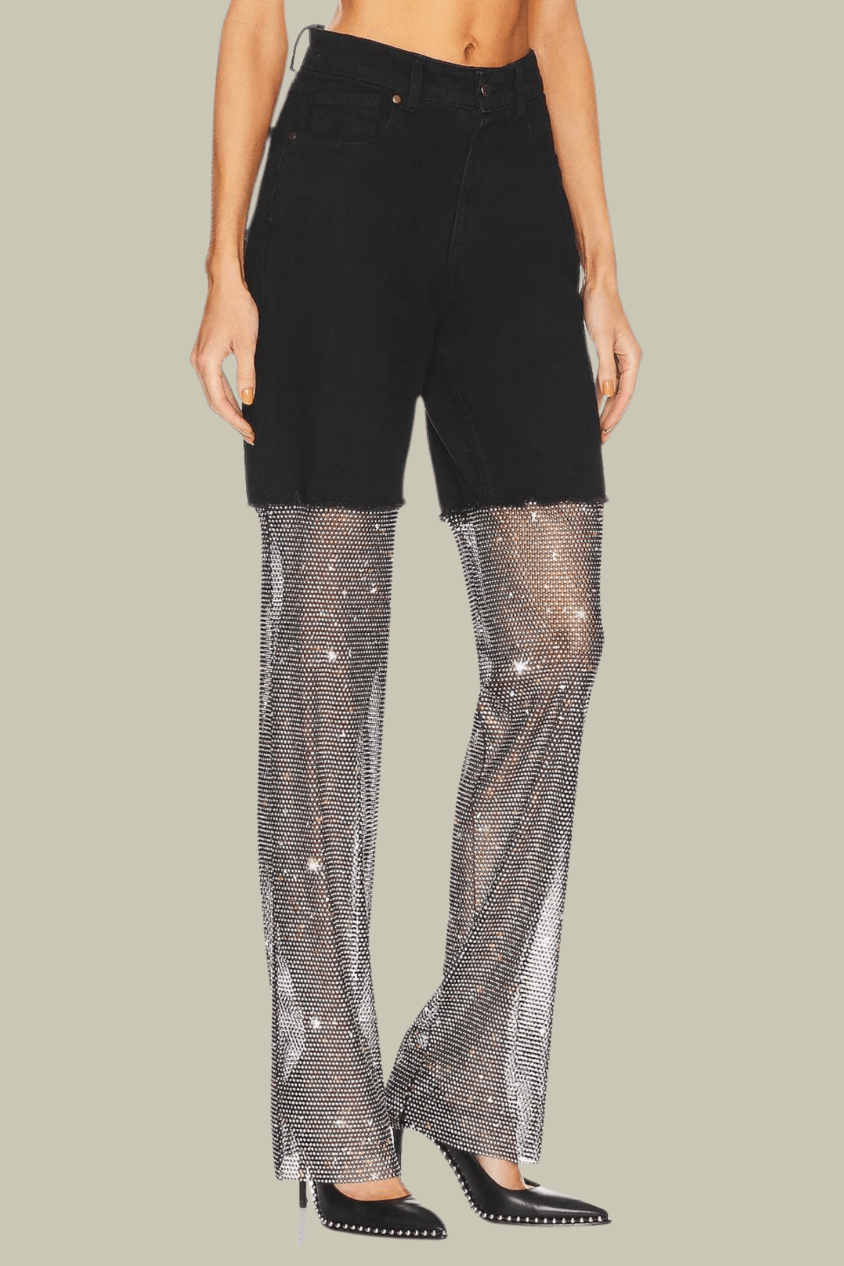 Delilah Mesh Sequin See Through Pants In Black