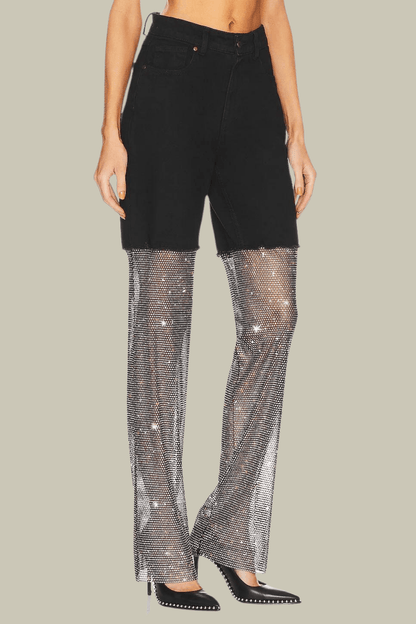 Delilah Mesh Sequin See Through Pants In Black