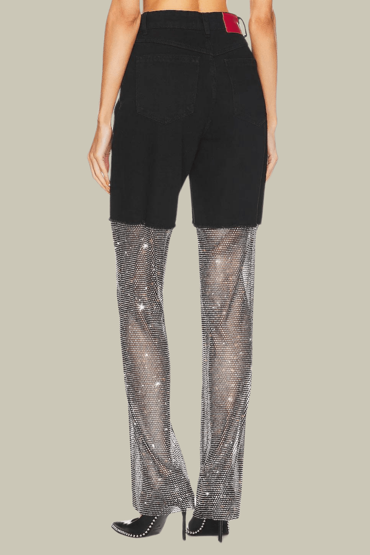 Delilah Mesh Sequin See Through Pants In Black