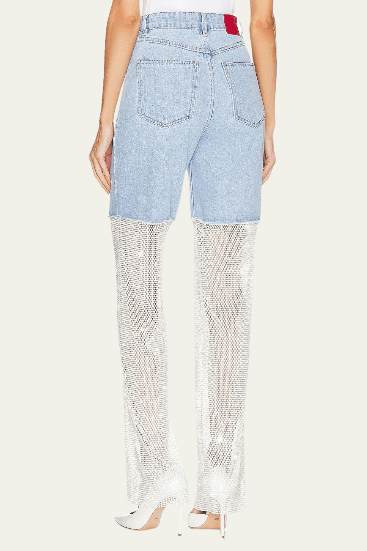 Delilah Mesh Sequin See Through Pants In Blue