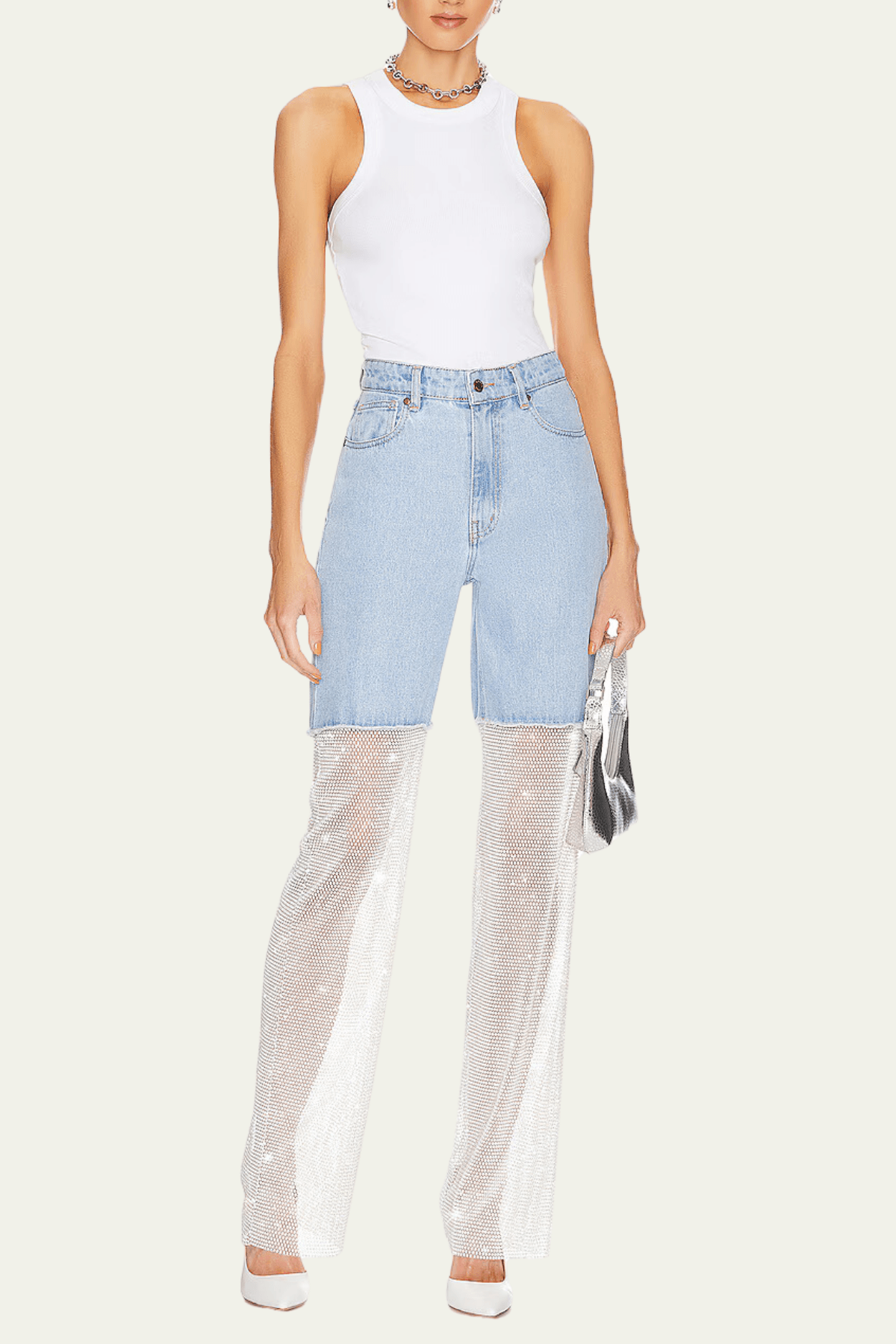 Delilah Mesh Sequin See Through Pants In Blue – Luxeles