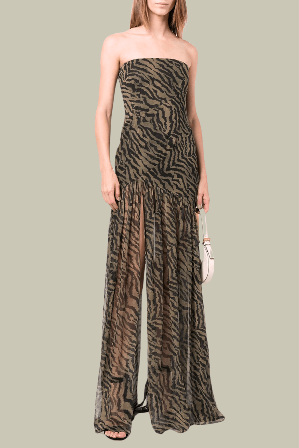 Eden Leopard Mesh Strapless Maxi Dress