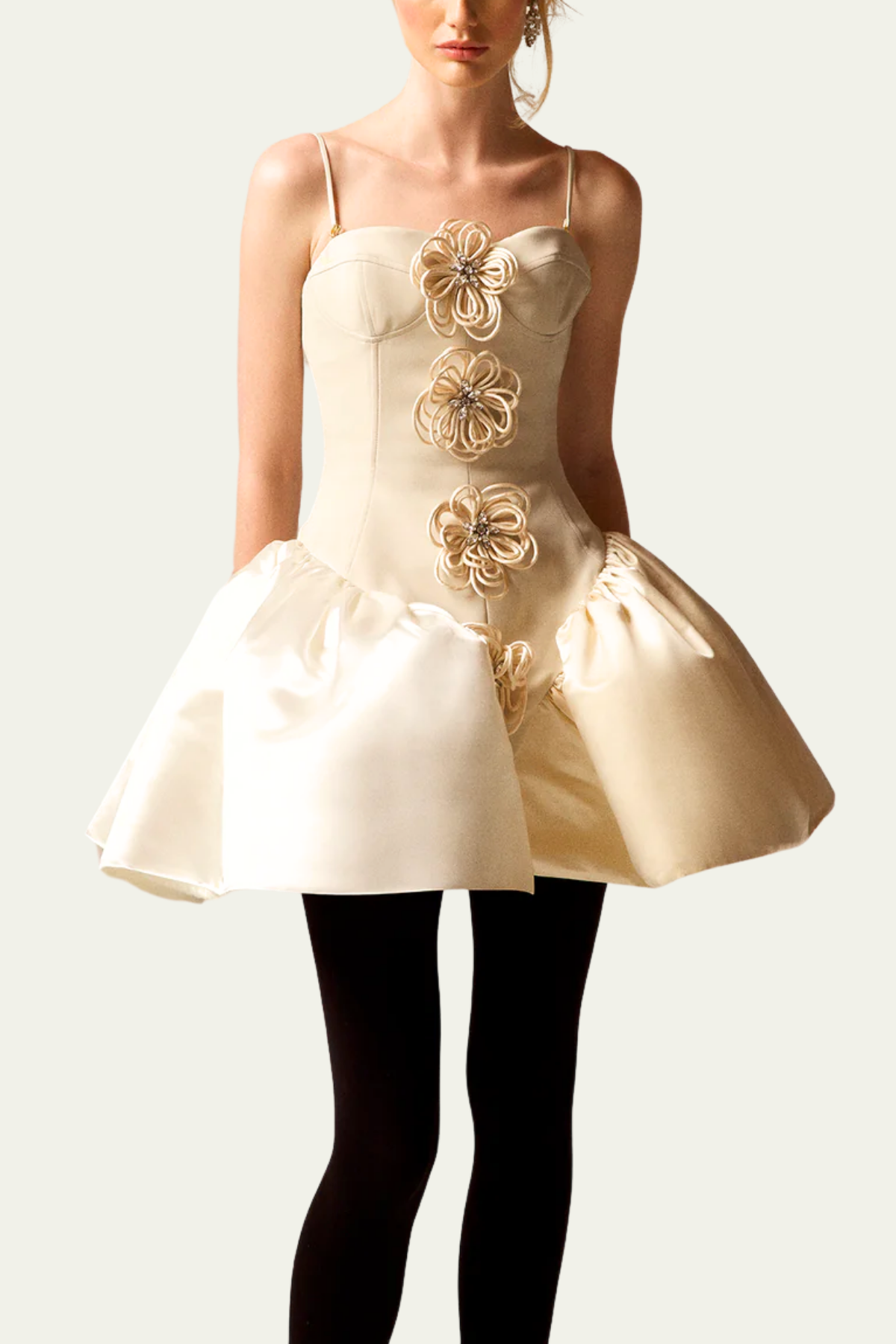 Elaina Spaghetti Flower Flared Hem Mini Dress – Luxeles