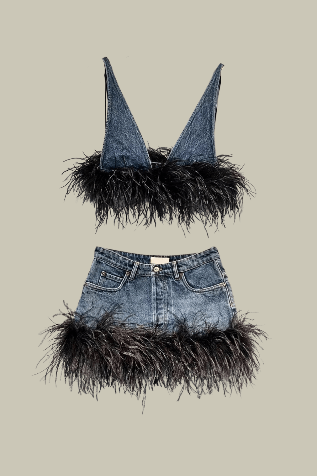 Eleanor Feather Trim Denim Skirt – Luxeles