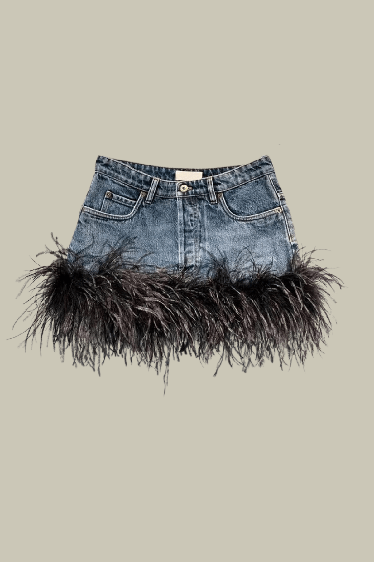 Eleanor Feather Trim Denim Skirt