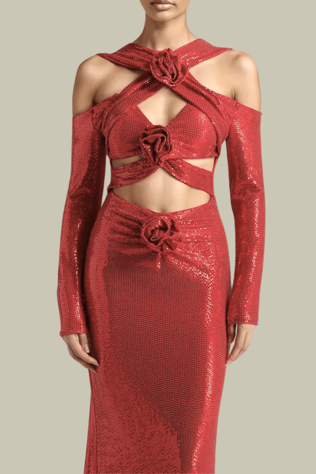 Eloise Sequin Cutout Long Sleeve Maxi Dress – Luxeles