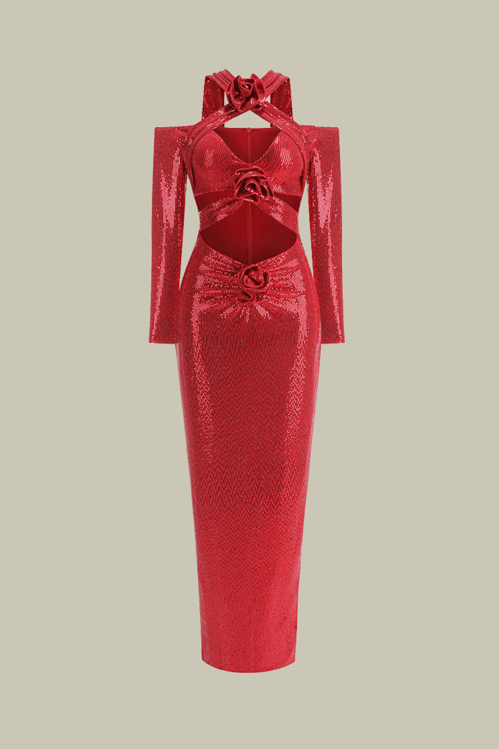 Eloise Sequin Cutout Long Sleeve Maxi Dress – Luxeles