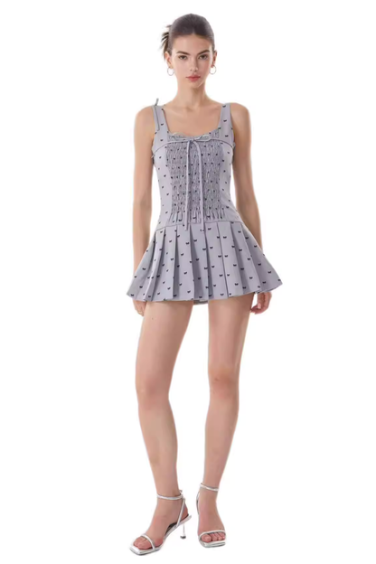 Elowyn Bow Print Sleeveless Mini Dress