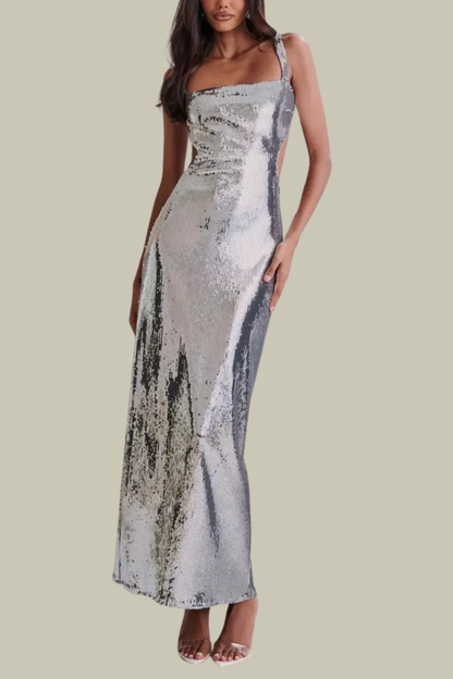 Emersyn Sequin Cutout Backless Sleeveless Maxi Dress