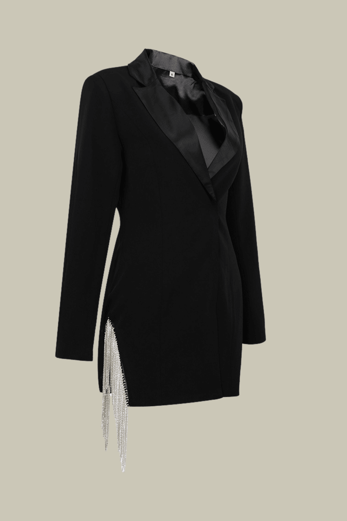 Emilia Plunge Fringe Blazer Mini Dress In Black – Luxeles
