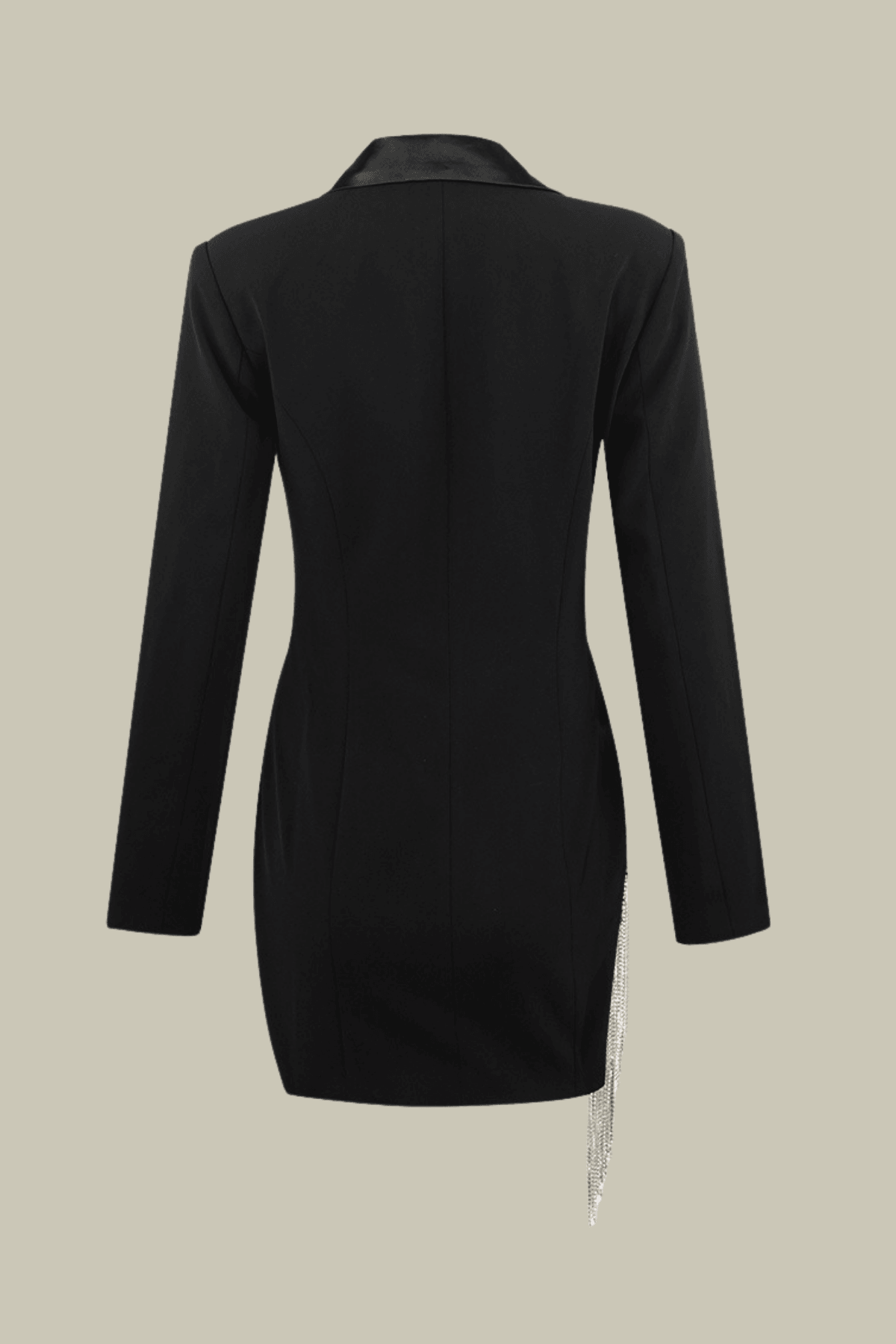Emilia Plunge Fringe Blazer Mini Dress In Black – Luxeles
