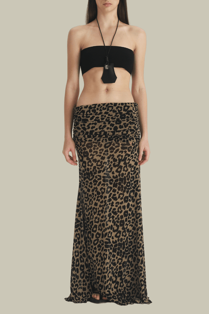 Emma Mesh Leopard Print Maxi Skirt