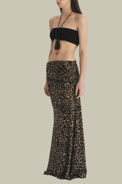 Emma Mesh Leopard Print Maxi Skirt