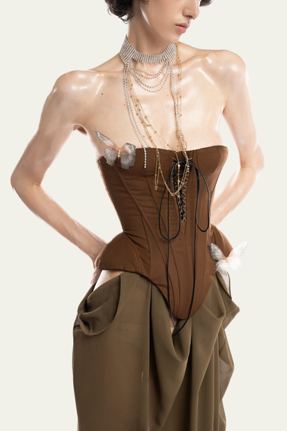 Fiona Strapless Butterfly Mesh Skirt Set – Luxeles