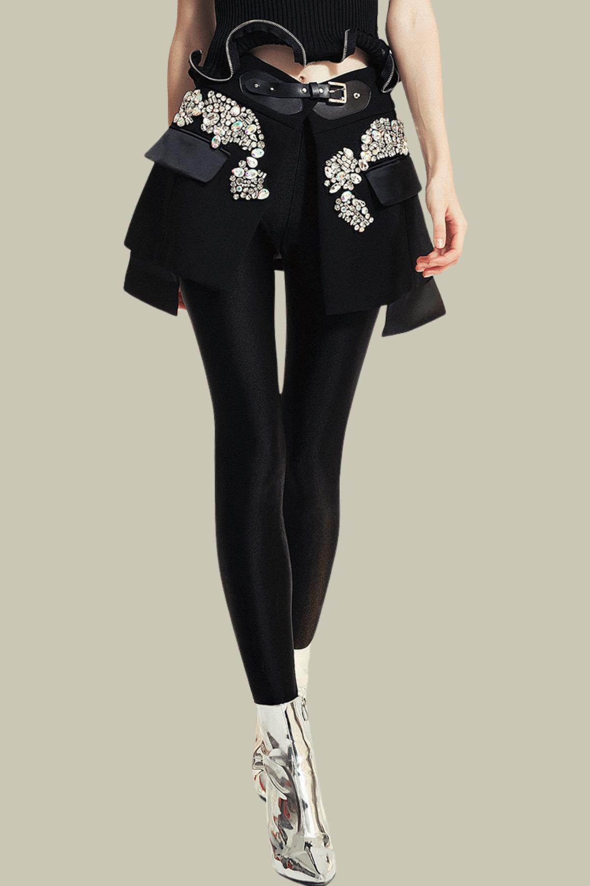 Gabriella Rhinestone Buckle Asymmetric Skirt – Luxeles