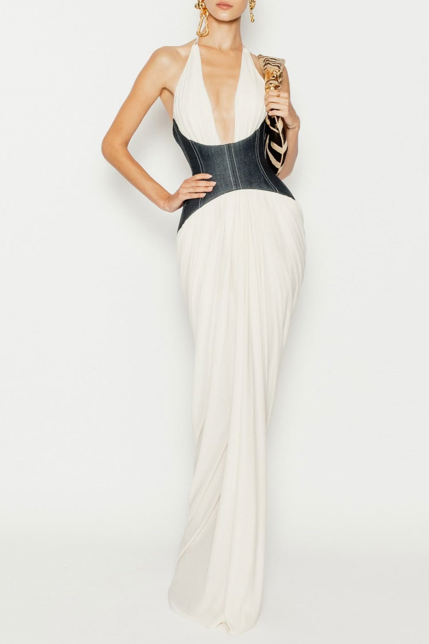 Gracelynn Plunge Corset Maxi Dress