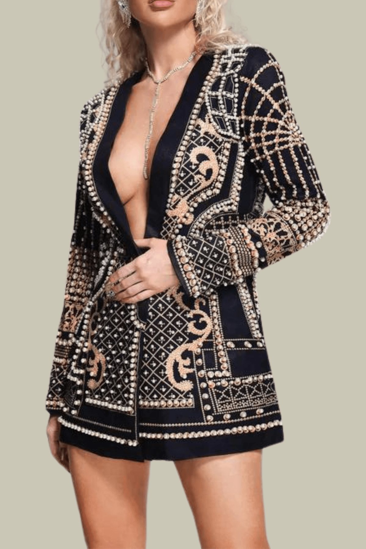 Hannah Pearl Studded Embroidery Blazer – Luxeles