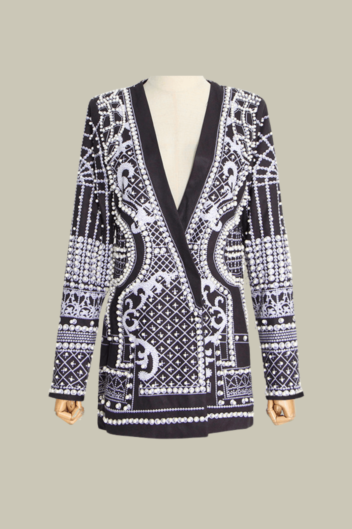 Hannah Pearl Studded Embroidery Blazer