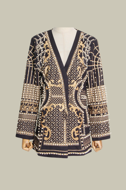 Hannah Pearl Studded Embroidery Blazer