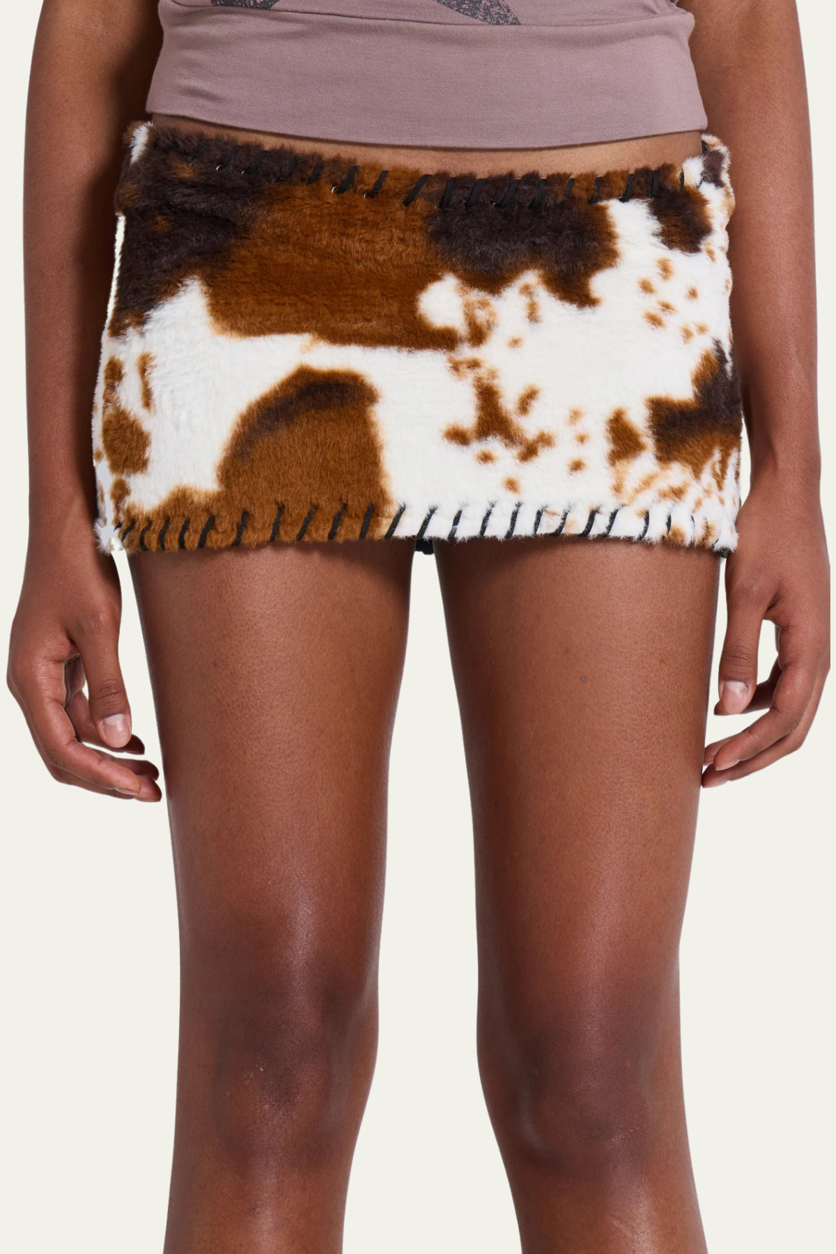 Harlow Print Faux Fur Short Skirt