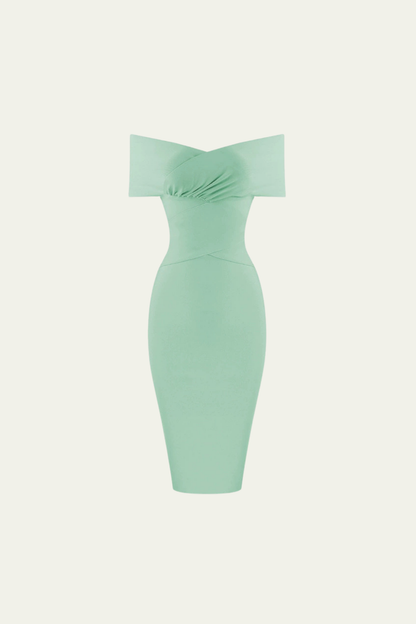 Haven Cross Strapless Bodycon Midi Dress