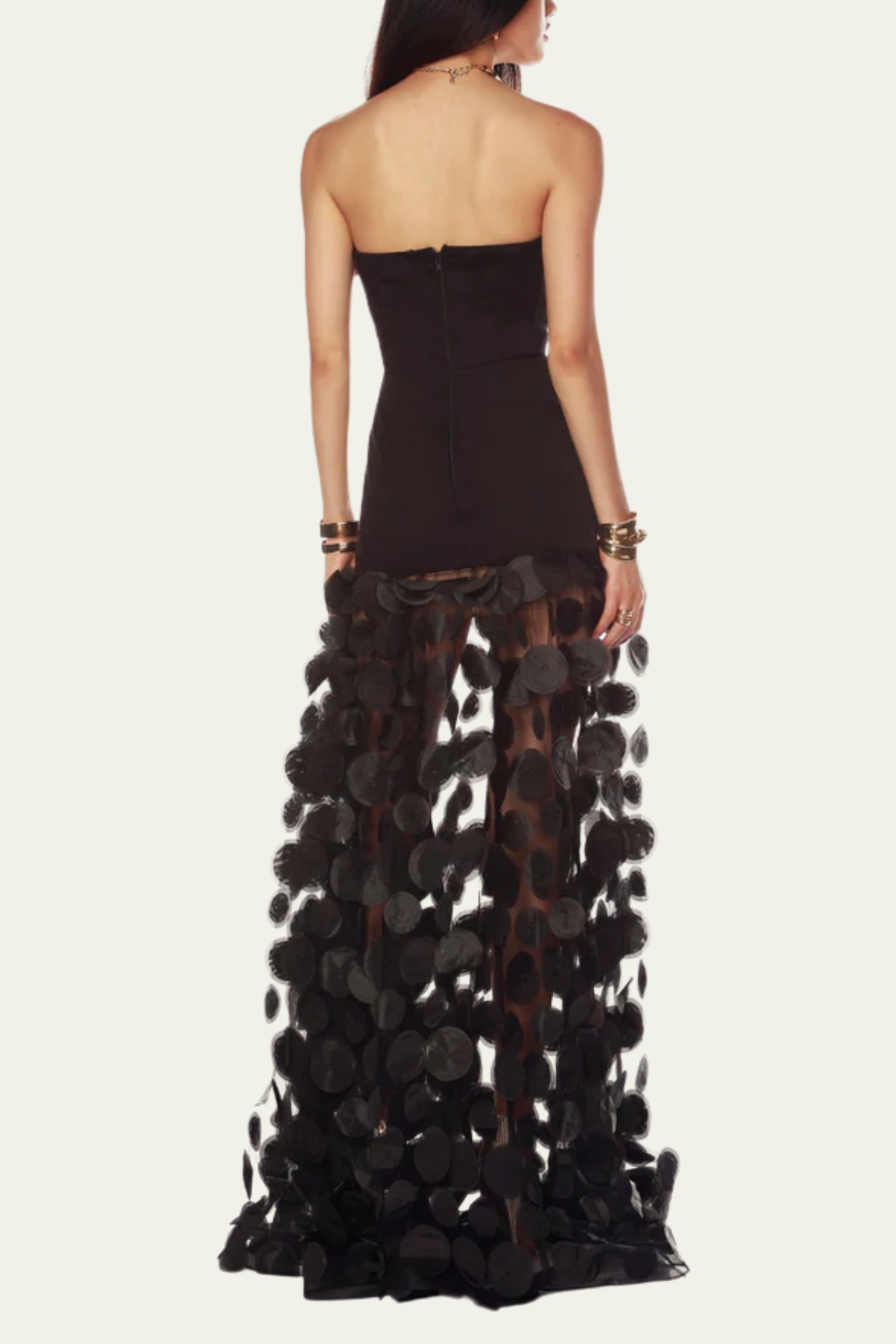 Hayden Dot Mesh Strapless Maxi Dress In Black – Luxeles