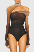 Helen Asymmetric Hayley Mesh Bodysuit