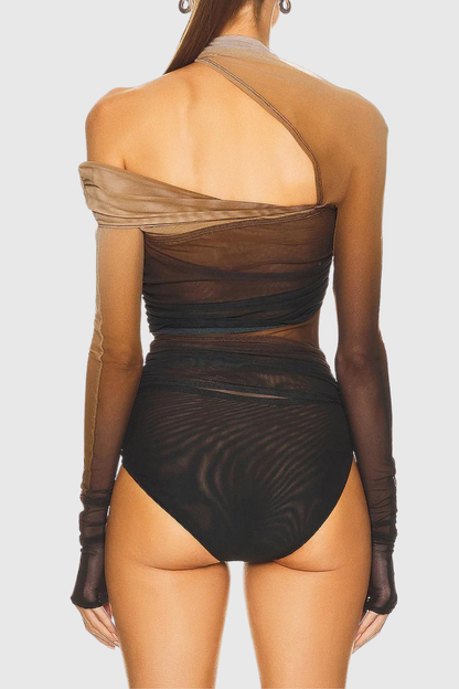 Helen Asymmetric Hayley Mesh Bodysuit