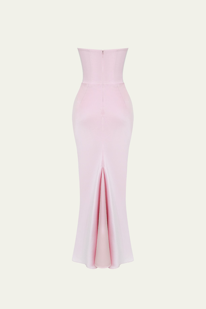 Isabel Corset Strapless Ruch Maxi Dress In Pink