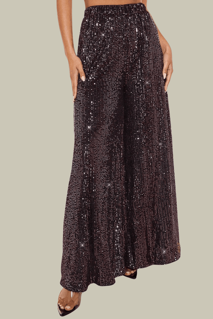 Isabella Sequin High Rise Wide Leg Pants