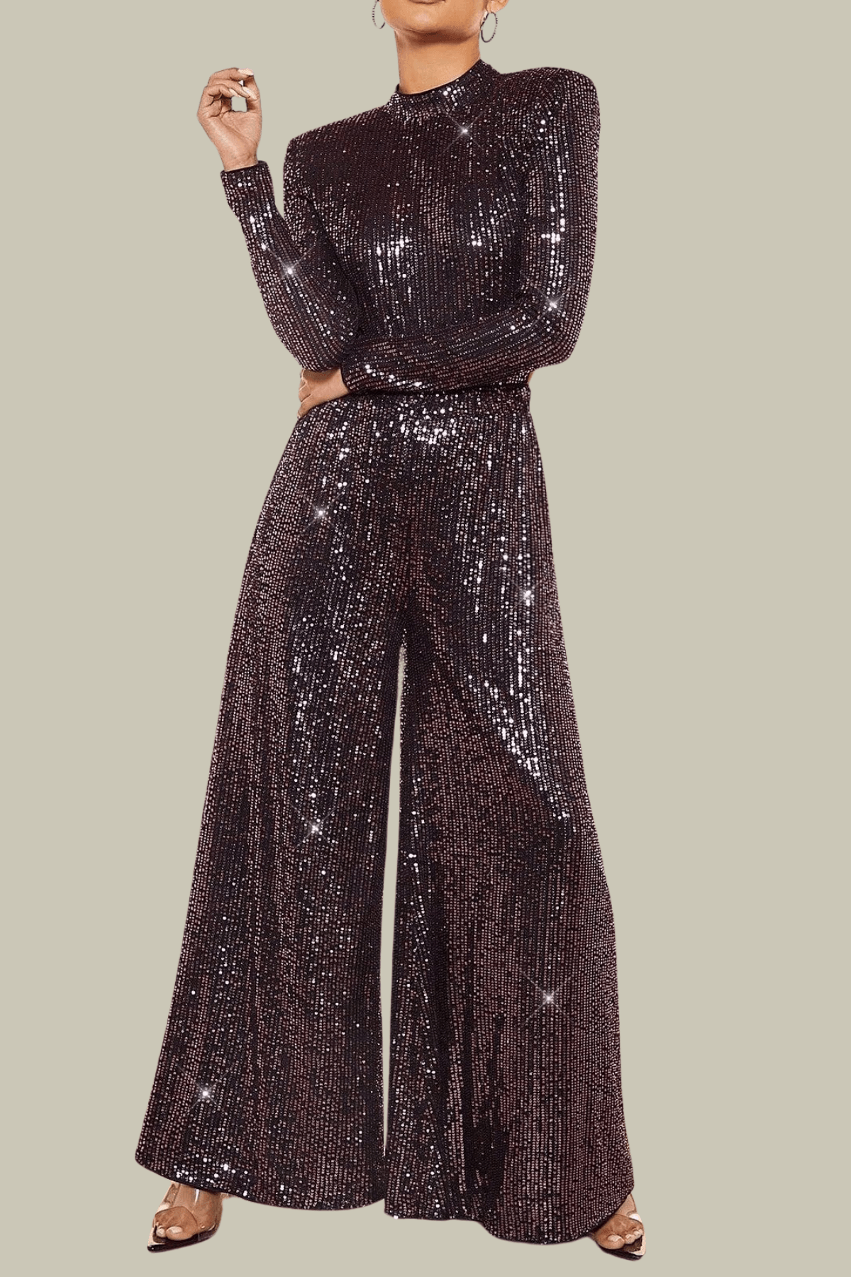 Isabella Sequin High Rise Wide Leg Pants