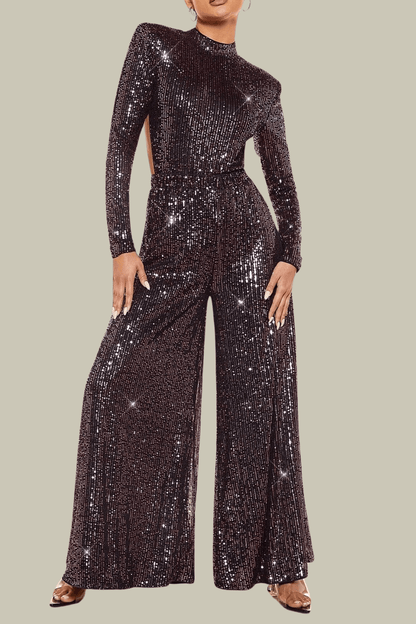 Isabella Sequin High Rise Wide Leg Pants