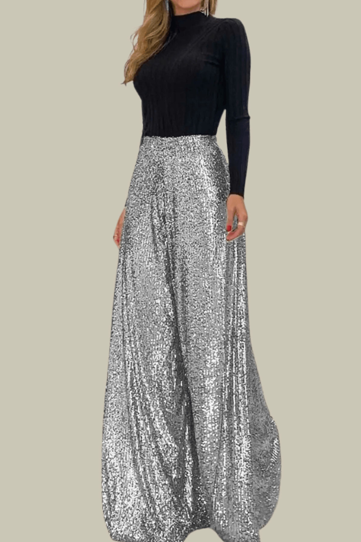 Isabella Sequin High Rise Wide Leg Pants