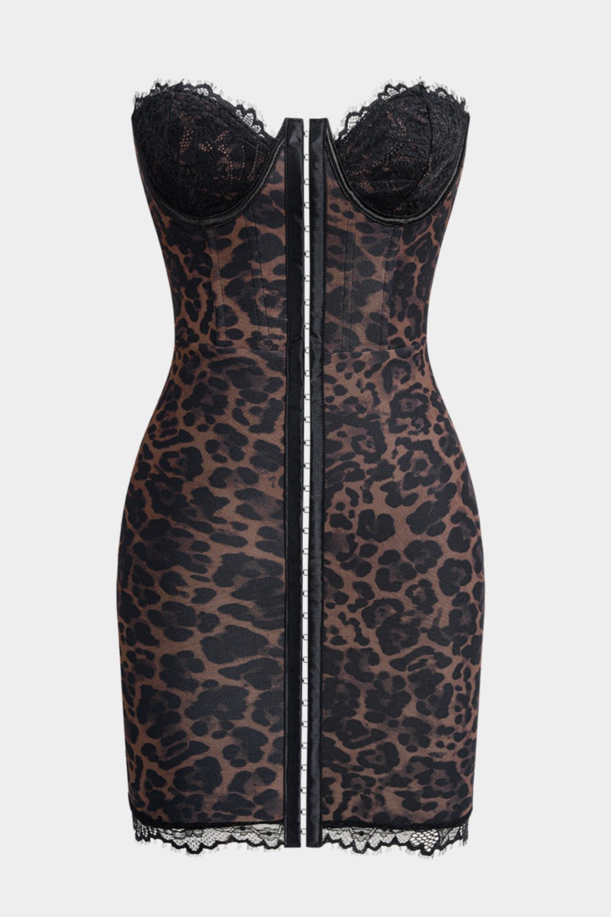 Kaliyah Strapless Corset Leopard Mini Dress