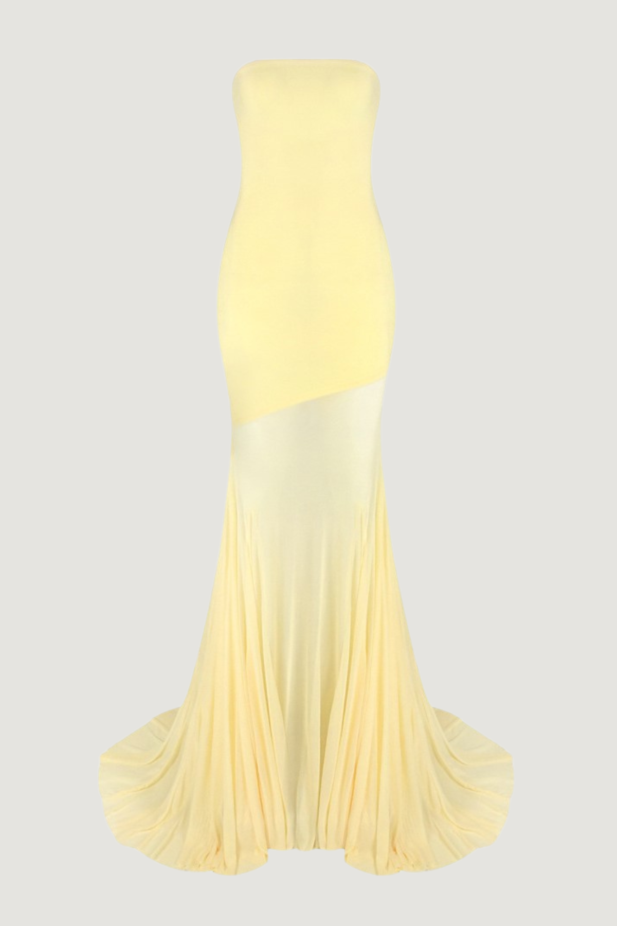 Katalina Strapless Ruffle Maxi Dress In Butter Yellow