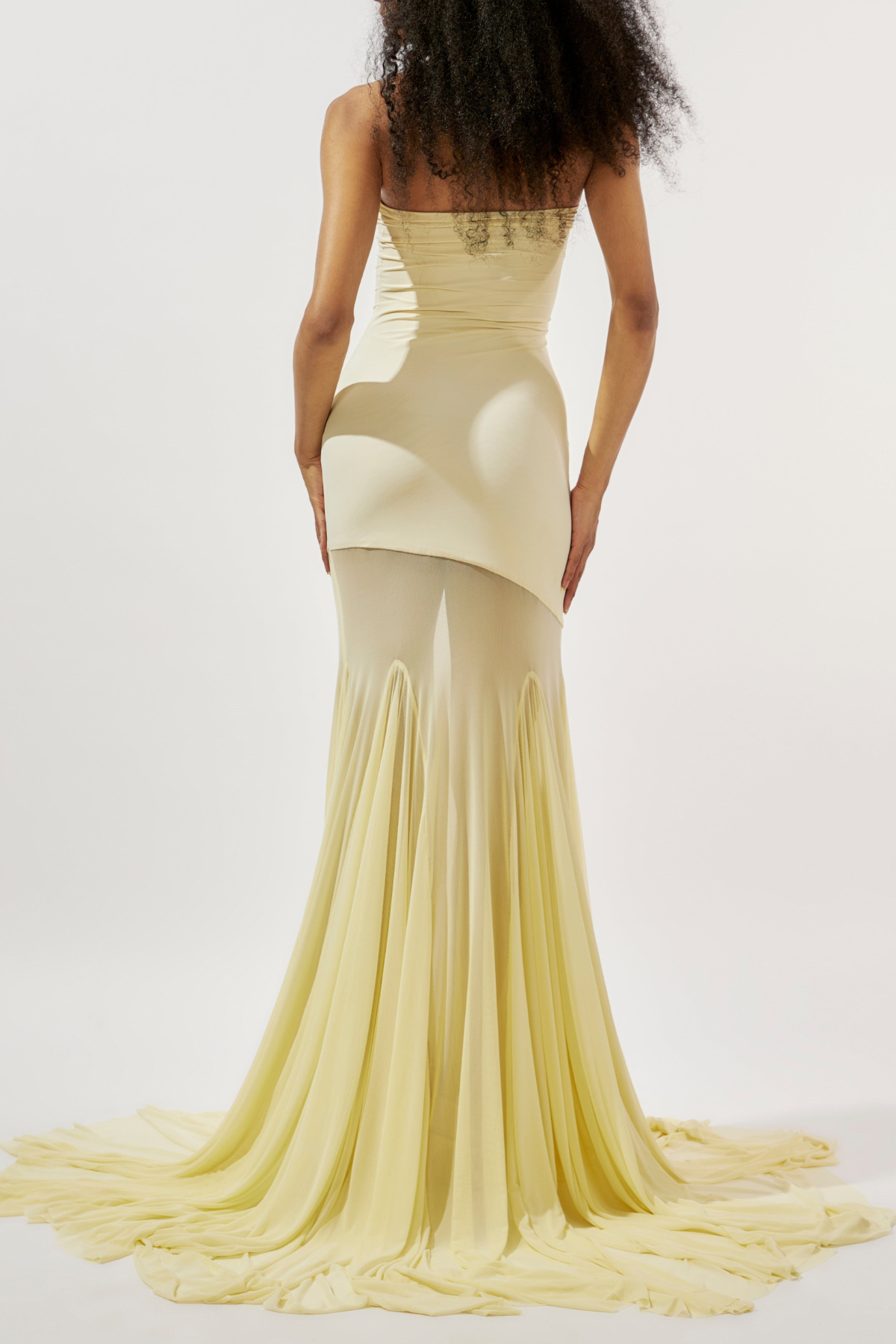 Katalina Strapless Ruffle Maxi Dress In Butter Yellow