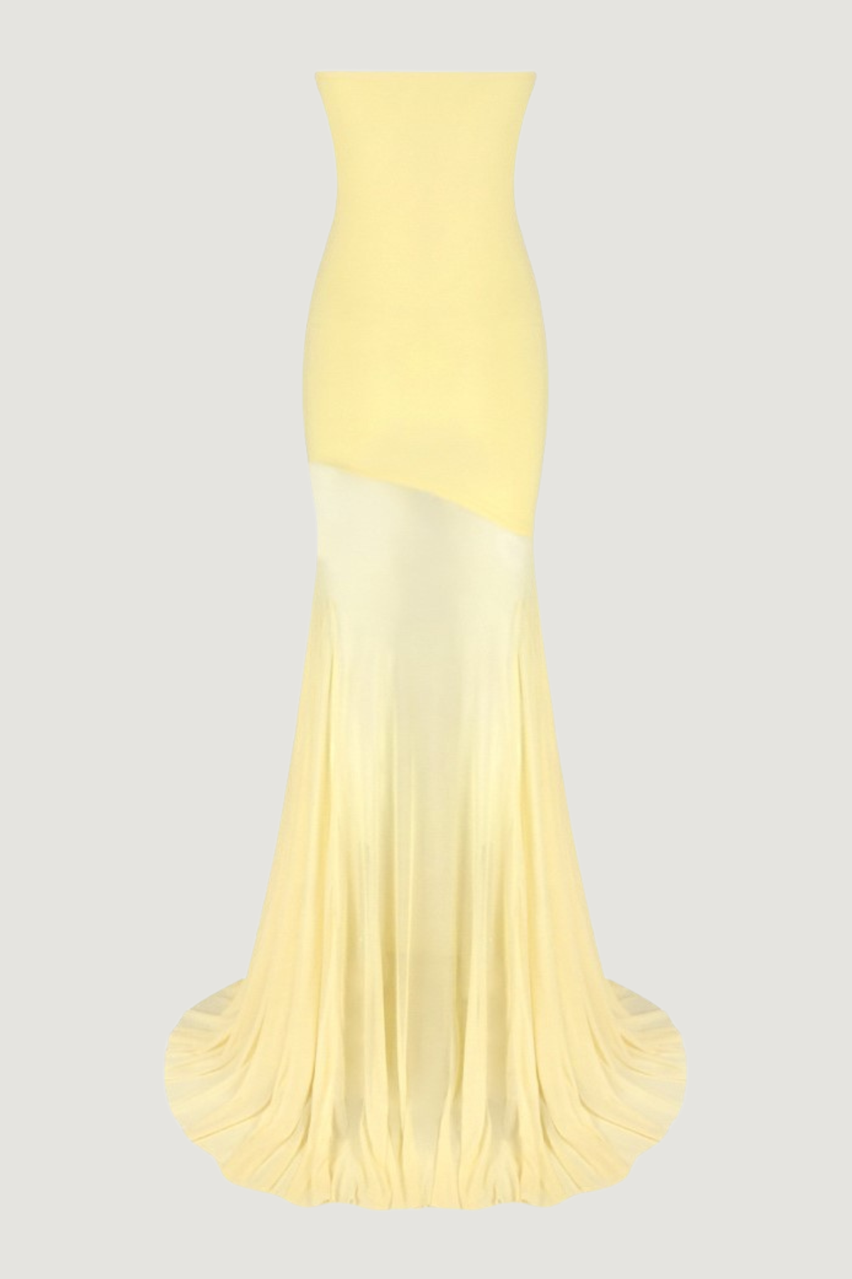 Katalina Strapless Ruffle Maxi Dress In Butter Yellow