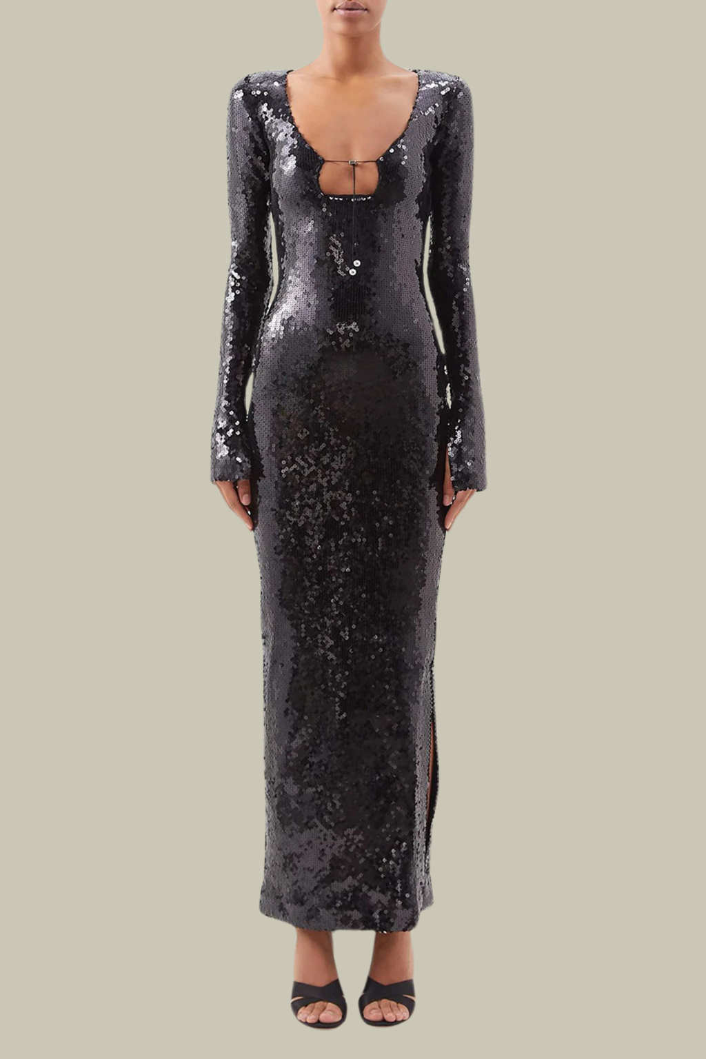 Kehlani Cutout Sequin Lace Up Maxi Dress In Black – Luxeles
