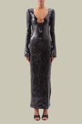 Kehlani Cutout Sequin Lace Up Maxi Dress In Black – Luxeles