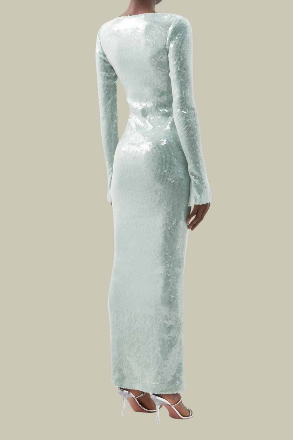 Kehlani Cutout Sequin Lace Up Maxi Dress In Slight Green – Luxeles
