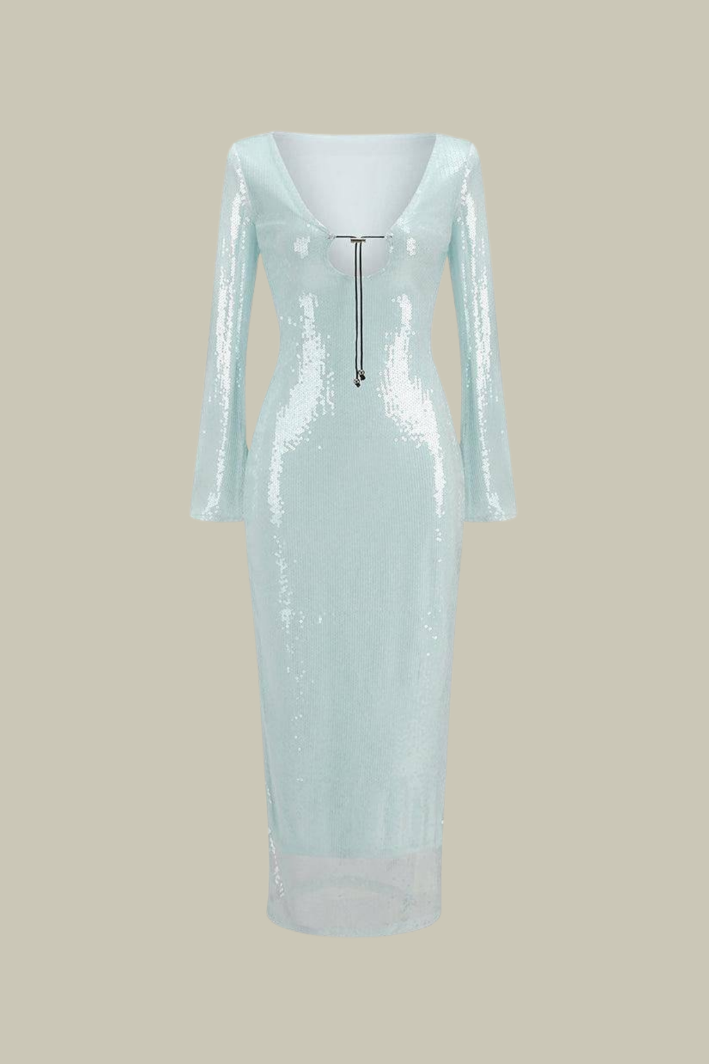 Kehlani Cutout Sequin Lace Up Maxi Dress In Slight Green – Luxeles