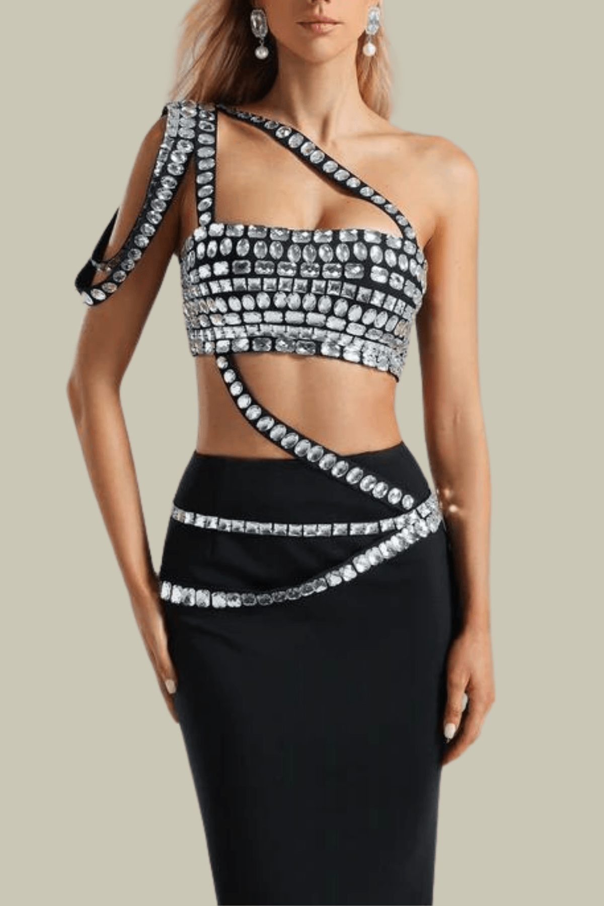 Kennedy Rhinestone Chain Bodycon Set