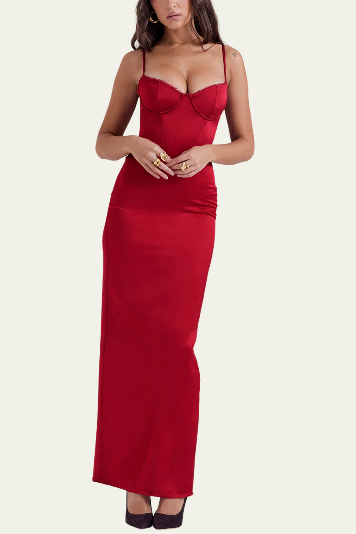 Kimberly Spaghetti Bodycon Satin Maxi Dress