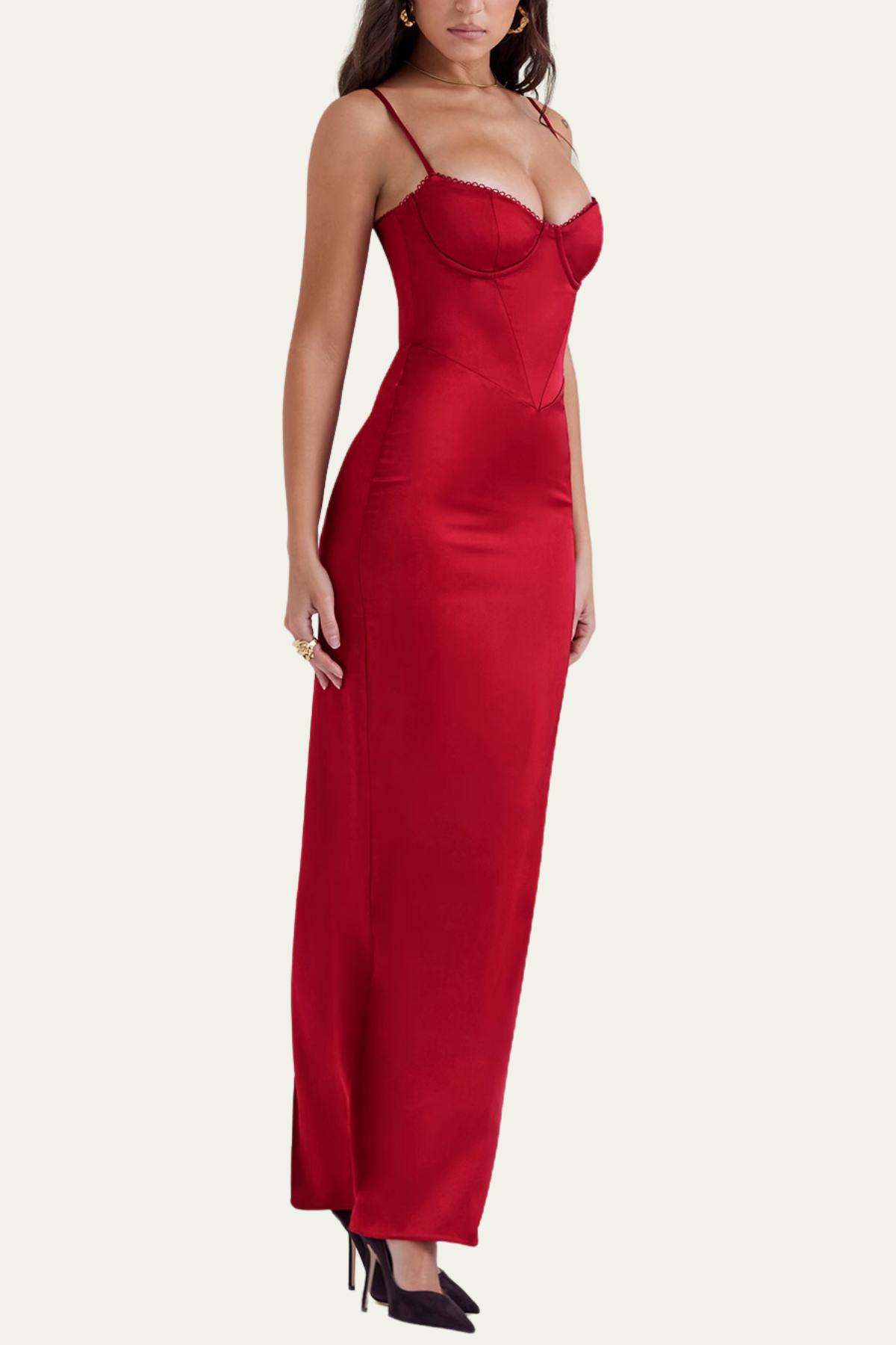 Kimberly Spaghetti Bodycon Satin Maxi Dress