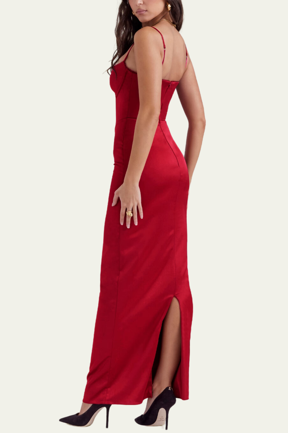Kimberly Spaghetti Bodycon Satin Maxi Dress – Luxeles