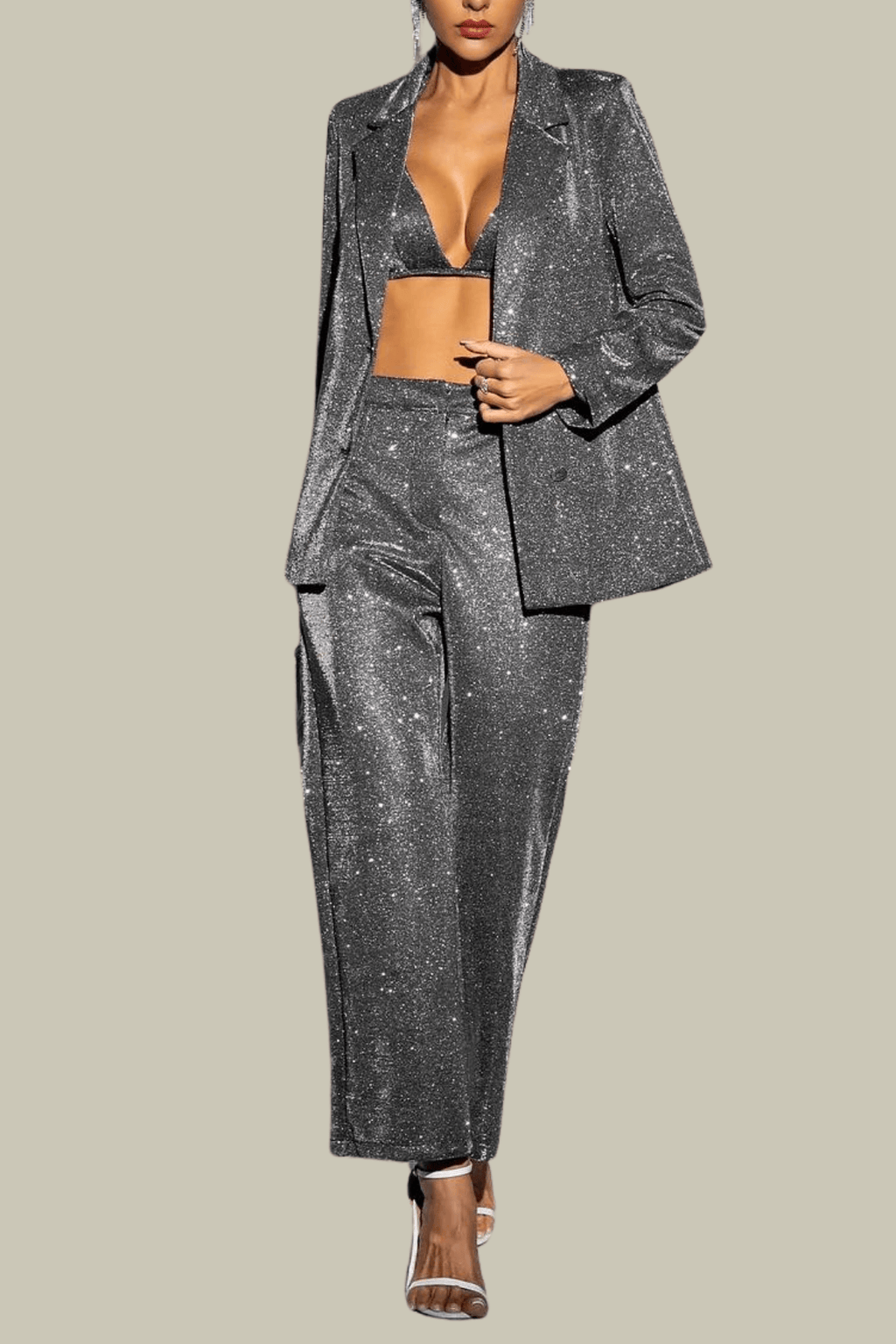 Kinsley Sequin Three Piece Set In Black – Luxeles