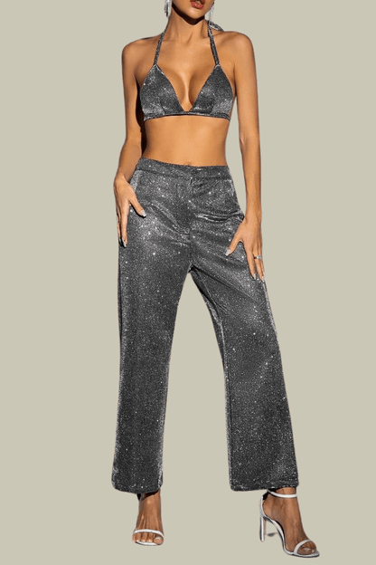 Kinsley Sequin Three Piece Set In Black